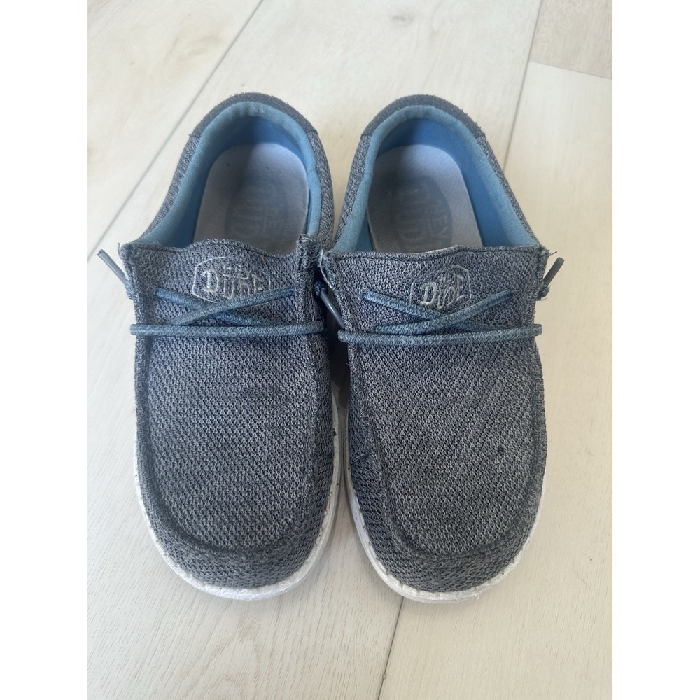 Hey Dude Wally Youth Sox Sharkskin Unisex Kids Loafers US Y6/L7 Gray Blue